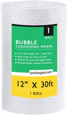 12" x 30' Perforated Bubble Cushioning Wrap for Packing and Shipping