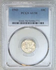 1943 Mercury Dime PCGS AU58 Frosty Luster Just Graded New Holder #N249B