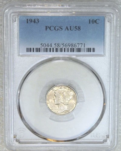 1943 Mercury Dime PCGS AU58 Frosty Luster Just Graded New Holder #N249B