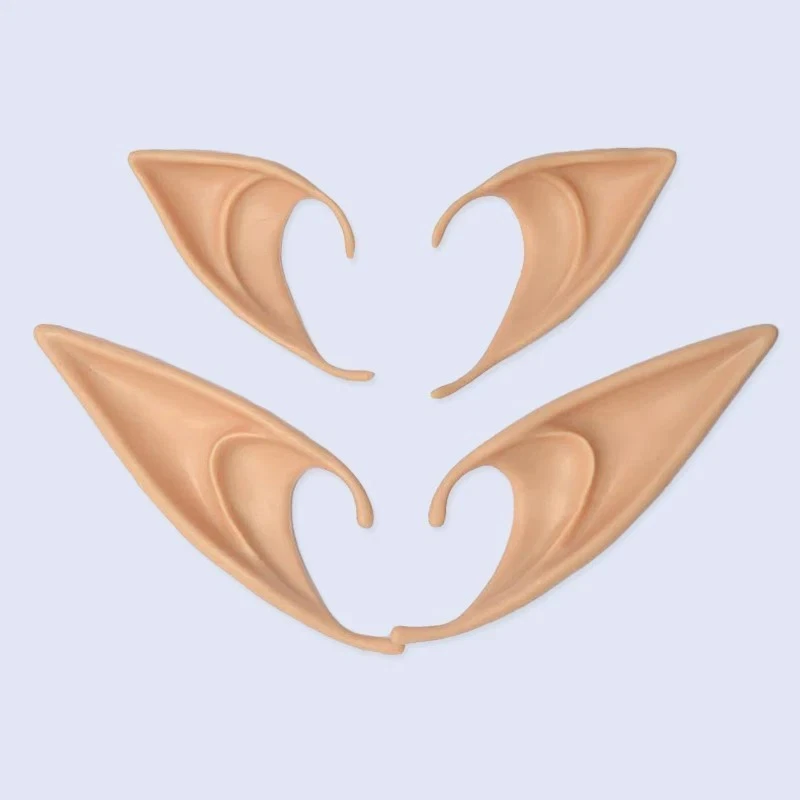 Pair Elf Ears Rubber Latex Prosthetic Tips Angel Pixie Fairy Adult Kid Cosplay - Image 3 of 4
