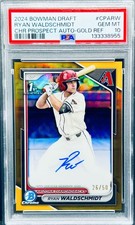 2024 Ryan Waldschmidt Bowman Chrome Gold Refractor /50 Auto RC 1st PSA 10