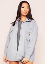 Ladies Collared Button Up Shacket Lightweight Casual Outerwear Coat
