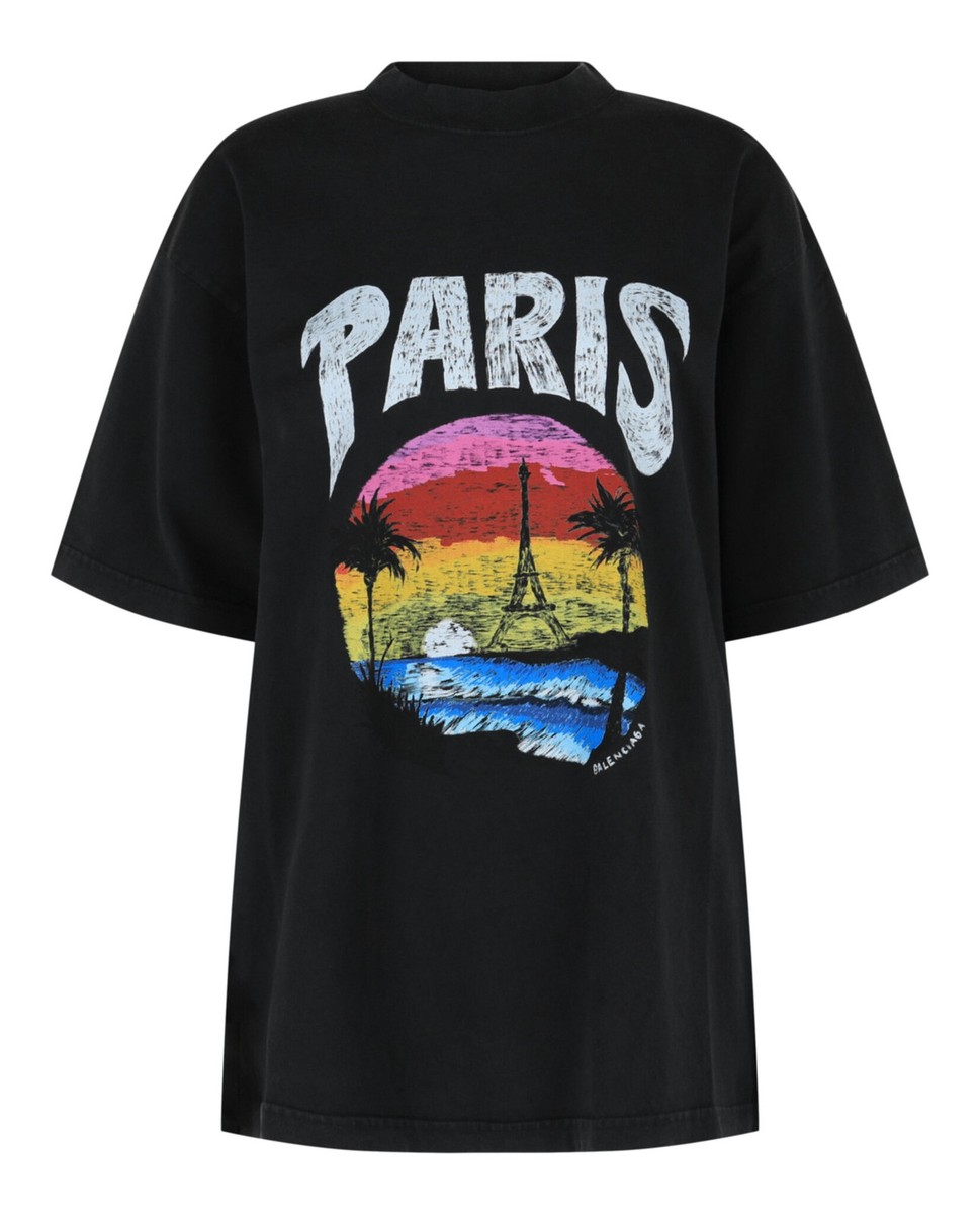Balenciaga Womens Medium Fit Paris Tropical T-Shirt | eBay
