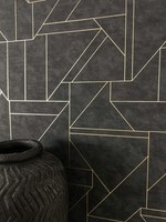 Newroom Vliestapete Anthrazit Geometrisch Modern Grafisch Linien Wohnzimmer Edel