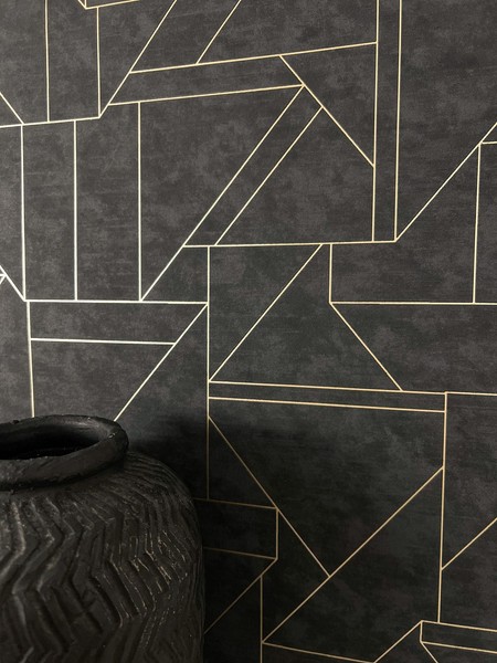 Newroom Vliestapete Anthrazit Geometrisch Modern Grafisch Linien Wohnzimmer Edel-image
