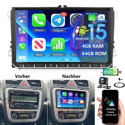 4+64G Für VW Scirocco 2008-2017 Autoradio Android 15 Apple Carplay WIFI Navi DAB