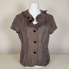 Adrianna Papell Mauve Ruffled Evening Jacket Ruffles Rose Formal 12P EUC