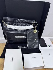 Chanel 22 Small Hobo Bag with White Logo in B...