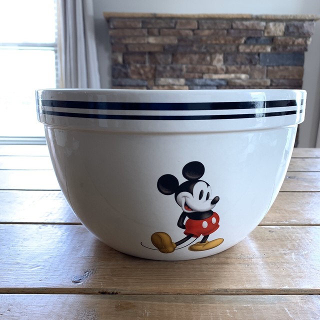 Disney Mickey Mouse Ceramic Mixing Bowl Large White Ivory Rare 11