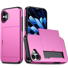 For iPhone 17 16 15 14 Pro Max 13 12 11 Shockproof Wallet Card Holder Case Cover