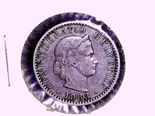1883 20 Rappen Switzerland Deratio Helvtica Coin! Exact Same Day Free Ship! #2.