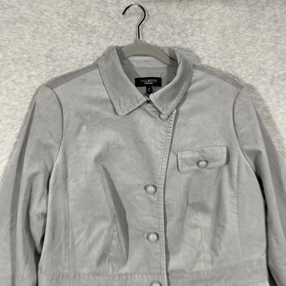 Talbots Gray Velvet Utility Jacket Womens Size 12 Career Quiet Luxury Minimalist - Image 3 of 4