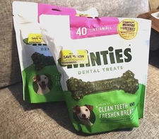 Minties Dental Treats for Dogs, 80 Count, Mint-Flavored Clean teeth/Fresh Breath