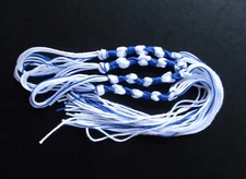 Tzitzit Fringes  4pc blue & white   100% Mercerized Cotton.