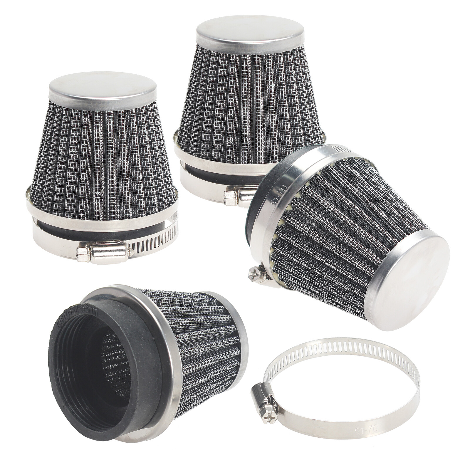 4-Pack 54mm Pod Air Filters – Fits Kawasaki KZ750 / KZ1000 / KZ1100 / GPZ750 / ZX900 & More