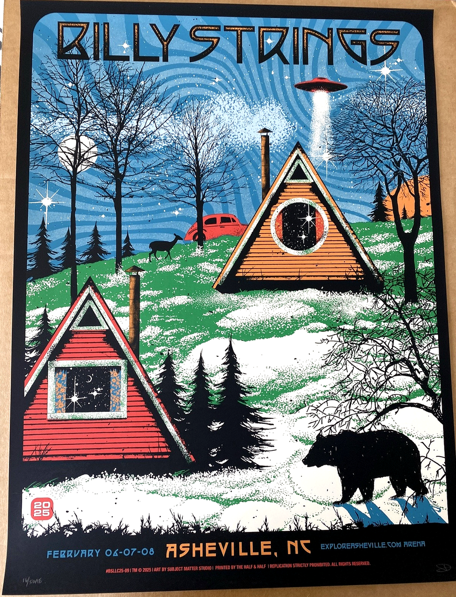 AUTHENTIC Billy Strings Screen Print AP Poster Asheville NC Feb6-8
