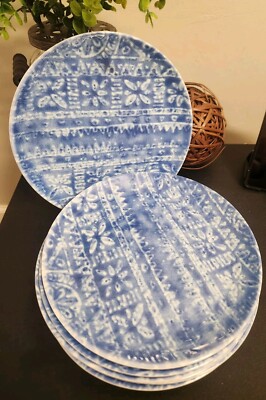 Target Threshold 8pc Blue Melamine Textured Pattern Salad Plates Set  NEW