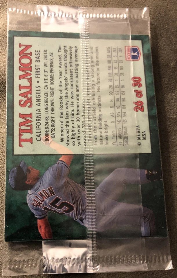 Oddball 1994 Post Baseball Card Pack Mike Piazza (Top) Tim Salmon (Back) - Image 2 of 2
