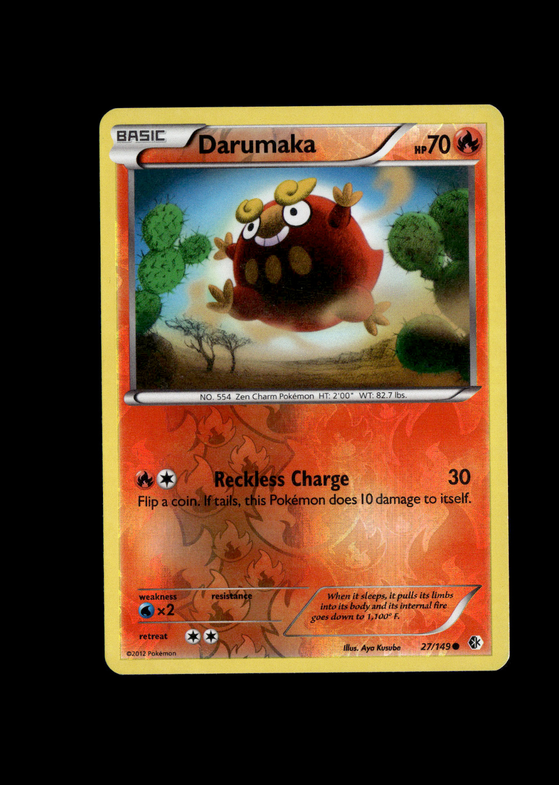 Pokemon 2012 Moderate Play Darumaka Boundaries Crossed REVERSE 27/149 Card
