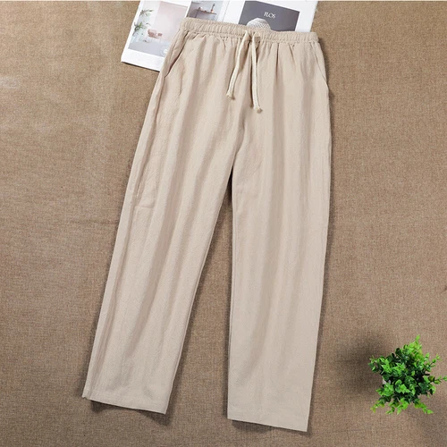 Pantalone uomo jogger tempo libero tinta unita uomo casual gamba dritta fondo - Foto 8 di 17