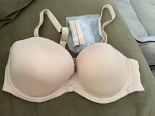 Beige strapless push up bra 36B with clear beige straps and back
