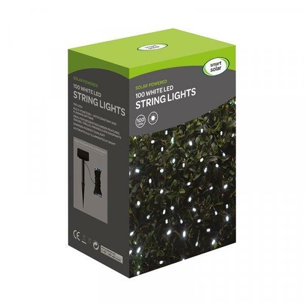 Smart Garden Outdoor Solar Powered String Fairy Lights 100 Cool White LEDs