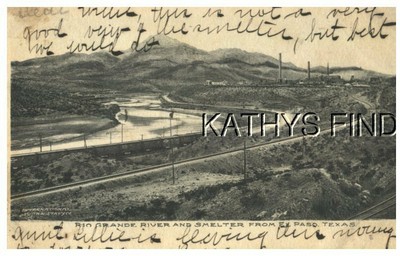 Tx Postcard D 7554 Rio Grande River And Smelter From El Paso Tx Stamp 1906 Ebay