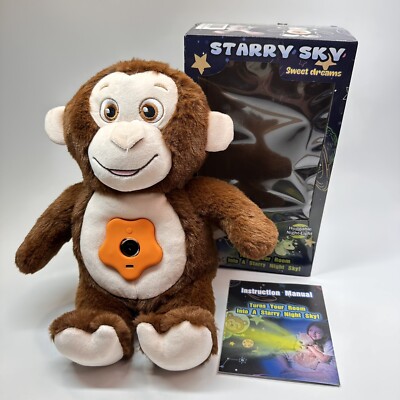 Starry Sky Plush Monkey Huggable Nightlight Sweet Dreams Rechargeable NEW RARE