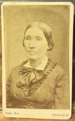 CDV Portrait Woman w Silken Bow Carte de Visite 1860s Dabbs Photo Pittsburgh PA