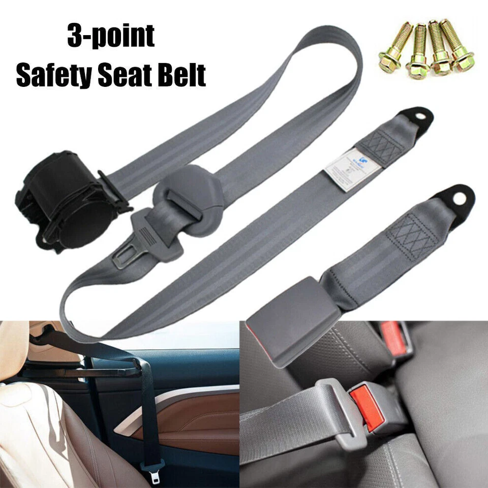 Retractable 3 Point Car Safety Seat Belt Lap & Diagonal w/Release Camlock USA - Image 3 of 4