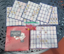 VINTAGE Pokeno Po-Ke-No Poker Keno Game 12 Board Set The U.S. Playing Card Co