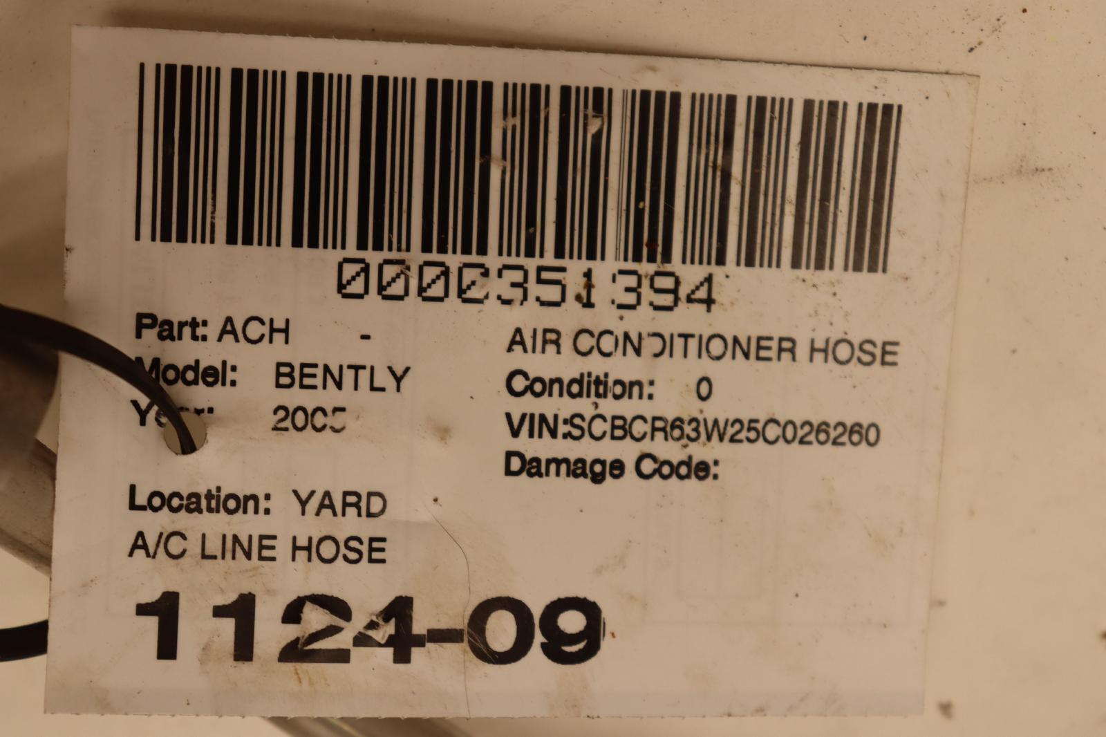 2003-2011 BENTLEY CONTINENTAL GT A/C AC AIR CONDIITONING PIPE HOSE LINE OEM