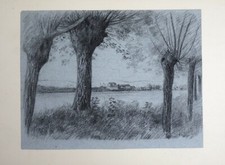 Paul Gustave I Tap (1845-1932) Landscape Drawing Swiss Magny-Vernois Geneve