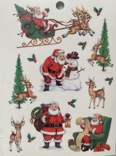 Christmas Santa Claus Sleigh List Tree Reindeer Scrapbooking Craft Stickers
