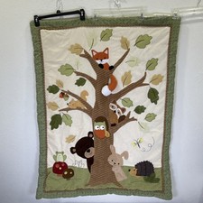 Lambs  Ivy Crib Quilt Wall Hanging Baby Blanket ECHO Woodland Fox Owl Hedgehog