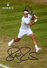 ROGER FEDERER FOTO A COLORI 4x6 firmata a mano incredibile posa su erba jsa