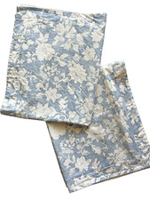 LAUREN RALPH LAUREN Pillow Sham PAIR Blue White Floral Stripe Zipper VTG Cottage