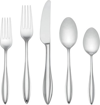 Sculpt 65-Piece Flatware Set, Metallic