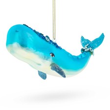 Whale with Sequins and Glitter Glass Ornament