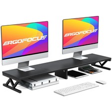Dual Monitor Stand Riser Large Wood Monitor Lift with Storage Desktop