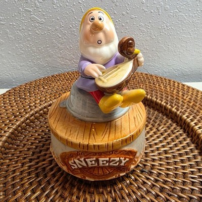 Schmid Disney Snow White Sneezy Dwarf Music Box 'Whistle While You Work'