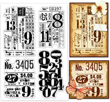 Retro Numbers Clear Stamp for Card Making, Background Board Rubber Stamp Classic