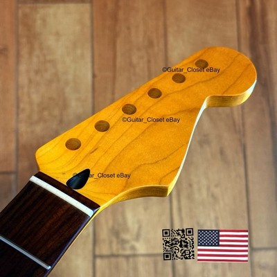 SALE 12  Radius Flame Maple Rosewood Fret Strat Neck Nitro Ft Warmoth FSR2B