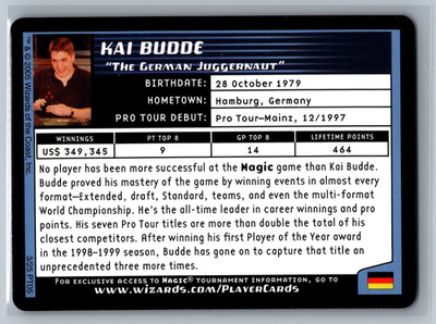2005 Magic The Gathering Kai Budde #3/25 Pro Tour Card MTG TCG CCG