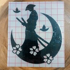 Samurai Warrior Vinyl Decal X2 5 Japanese Cherry Blossom Crecent Moon Design Samurai Warrior Vinyl Decal X2 5 Japanese Cherry Blossom Crecent Moon Design