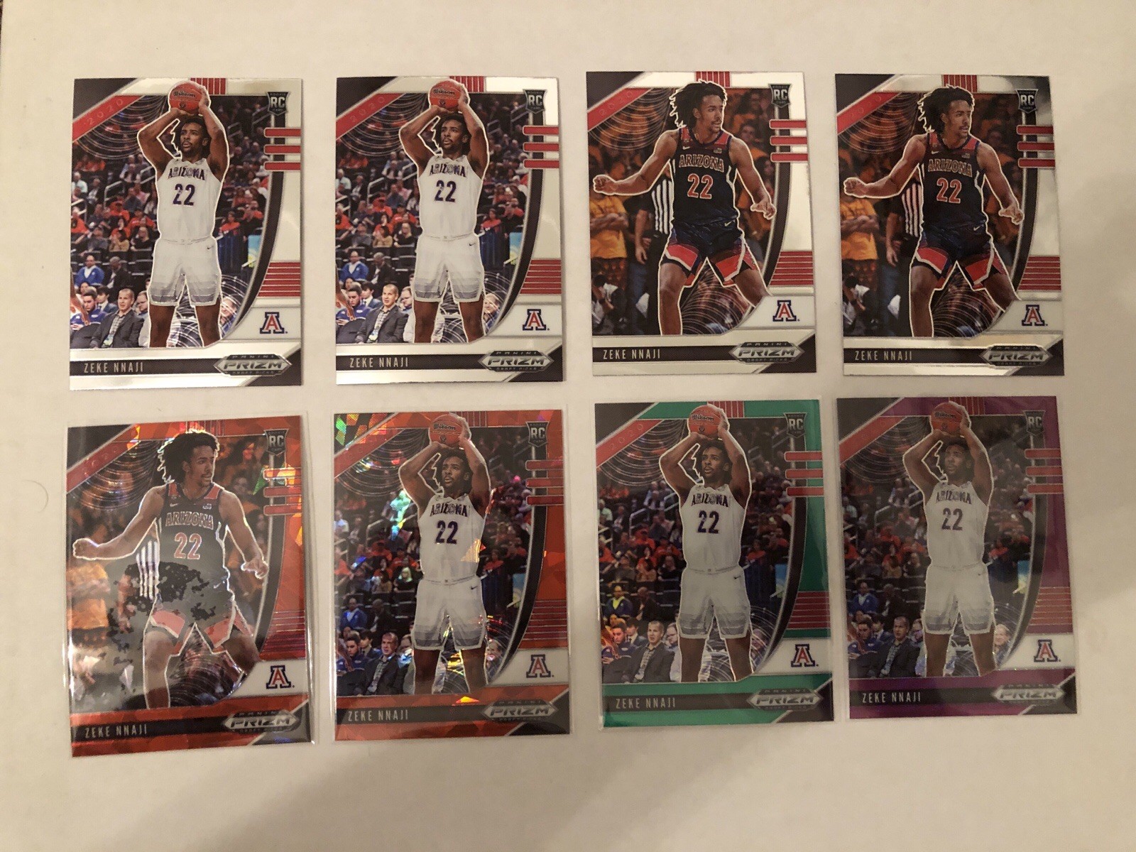 Lot of 8 Zeke Nnaji Basketball NBA Cards Arizona State Prizm rookie