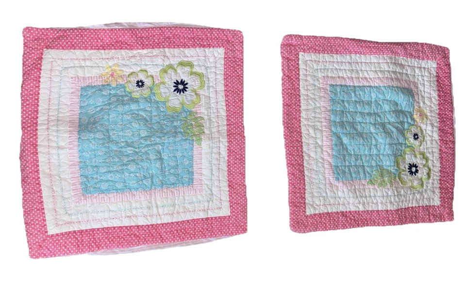 Fundas de almohada acolchadas Pottery Barn Kids PBK 2 estándar florales atado trasero Foto 2 de 4