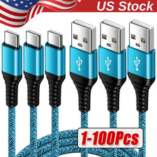 Braided USB to Type-C Fast Charging Data SYNC Charger Cable Cord 3/6/10FT Lot