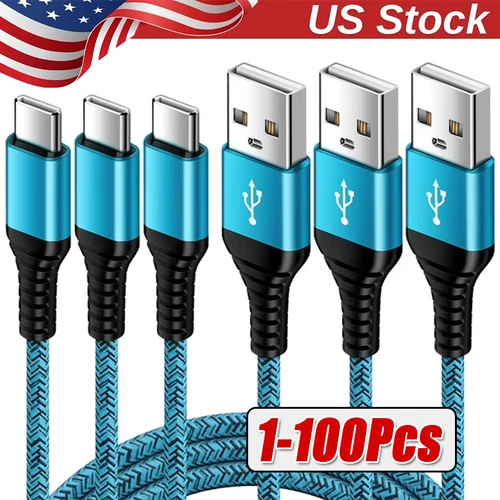 Braided USB to Type-C Fast Charging Data SYNC Charger Cable Cord 3/6/10FT Lot - product listing photo