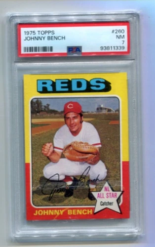 1975 Topps - JOHNNY BENCH -  Card #260 - REDS Big Red Machine PSA 7